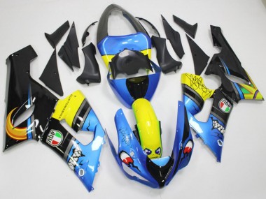 Purchase 2005-2006 Blue Yellow Black Shark Kawasaki ZX6R Motorcycle Fairings UK