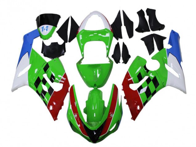 Purchase 2005-2006 Green Red White Blue Kawasaki ZX6R Bike Fairings UK Purchase 2005-2006 Green Red White Blue Kawasaki ZX6R Bike Fairings UK