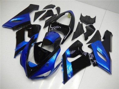 Purchase 2005-2006 Blue Glossy Black Kawasaki ZX6R Motorcycle Fairing Kits UK