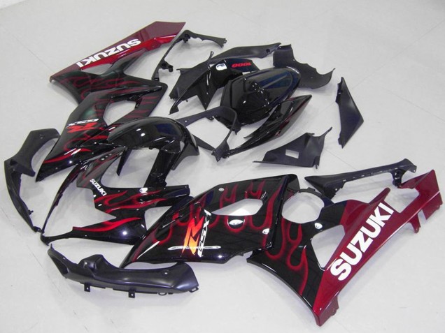 Purchase 2005-2006 Glossy Black Red Flame Suzuki GSXR 1000 Motorcycle Fairings UK