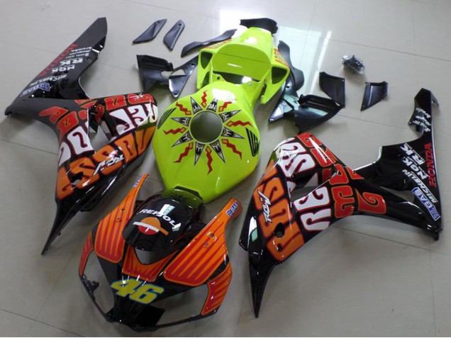 Purchase 2006-2007 Green Orange Glossy Black Rossi 46 Honda CBR1000RR Motorcycle Fairing UK