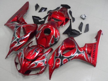 Purchase 2006-2007 Red Black Silver Flame Honda CBR1000RR Motorcycle Fairings UK