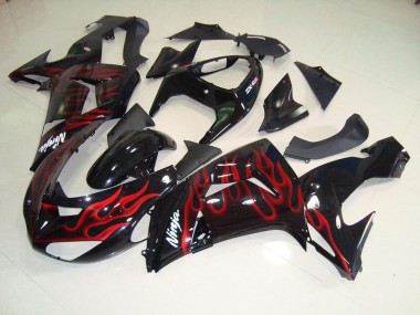 Purchase 2006-2007 Black Red Flame Kawasaki ZX10R Moto Fairings UK