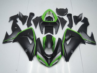 Purchase 2006-2007 Matte Black with Green Line Kawasaki ZX10R Motorcycle Fairing Kits UK