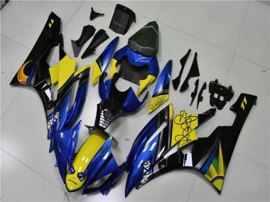 Purchase 2006-2007 Blue Yellow Glossy Black Shark Yamaha YZF R6 Motorcycle Fairings UK