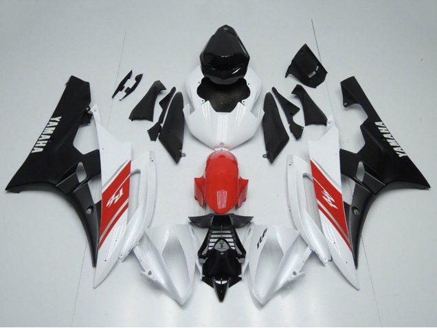 Purchase 2006-2007 White Red Matte Black Yamaha YZF R6 Motorcycle Fairing UK