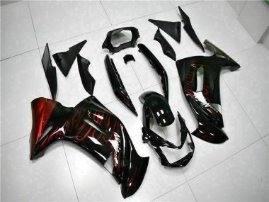 Purchase 2006-2008 Glossy Black Red Flame Kawasaki EX650 Motorcycle Fairings UK