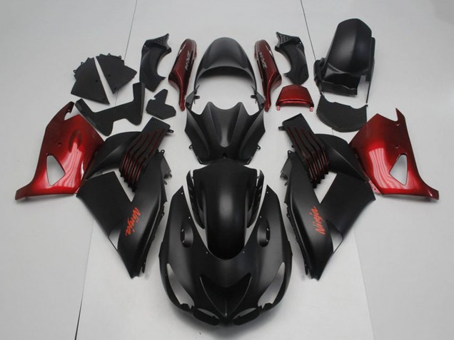 Purchase 2006-2011 Matte Black Red Ninja Kawasaki ZX14R ZZR1400 Motorcycle Fairings UK