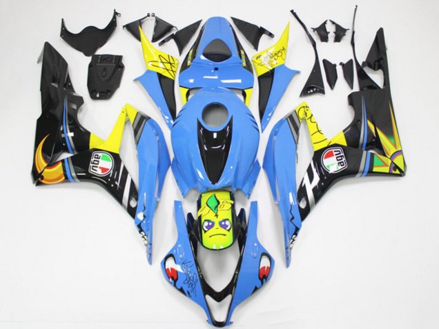 Purchase 2007-2008 Light Blue Yellow Glossy Black Shark Honda CBR600RR Motorcycle Fairings UK