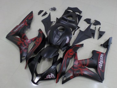 Purchase 2007-2008 Matte Black Red Skull Honda CBR600RR Motorcycle Fairings UK