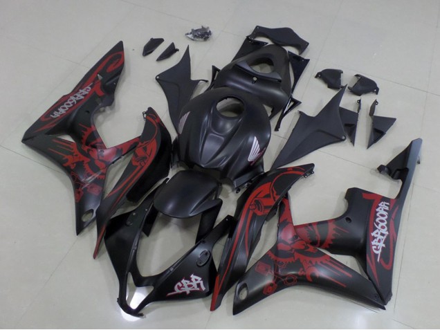 Purchase 2007-2008 Matte Black Red Skull Honda CBR600RR Motorcycle Fairings UK
