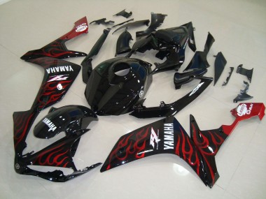 Purchase 2007-2008 Glossy Black Flame Yamaha YZF R1 Motorcycle Fairings Kits UK