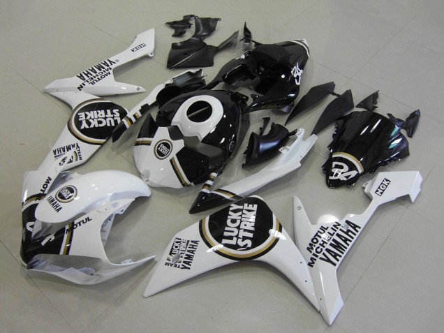 Purchase 2007-2008 White Black Lucky Strike Yamaha YZF R1 Motorcycle Fairings UK