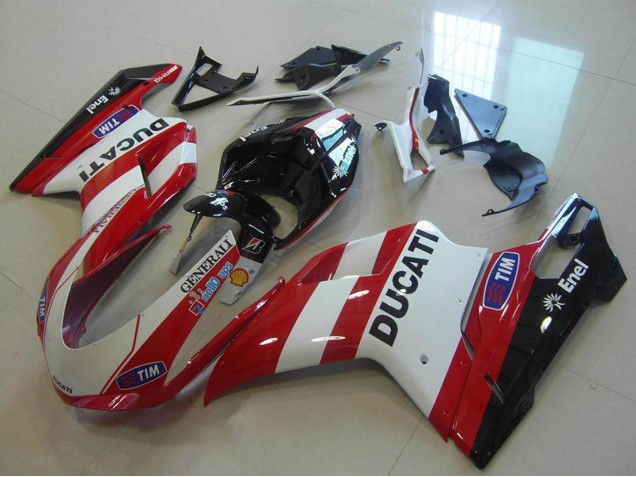 Purchase 2007-2014 White Red Black Generali Tim Ducati 848 1098 1198 Motorcycle Fairings UK