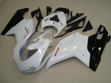 Purchase 2007-2014 Pearl White Black Ducati 848 1098 1198 Motorcycle Fairing Kits UK
