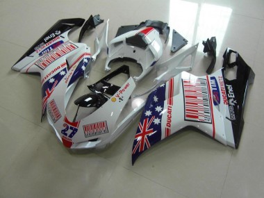 Purchase 2007-2014 White Blue Red Ducati 848 1098 1198 Bike Fairings UK