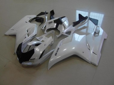 Purchase 2007-2014 Pearl White Black Stripe Ducati 848 1098 1198 Motorcycle Replacement Fairings UK