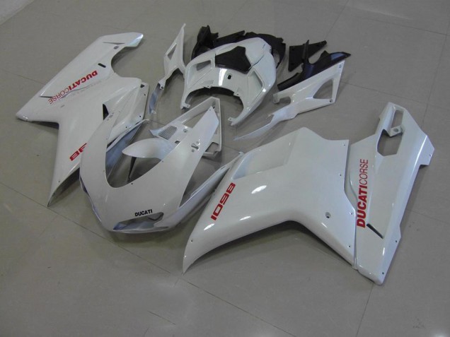 Purchase 2007-2014 Pearl White with Red Decals Ducati 848 1098 1198 Motorcycle Fairings UK Purchase 2007-2014 Pearl White with Red Decals Ducati 848 1098 1198 Motorcycle Fairings UK