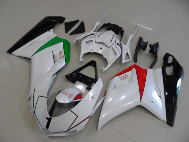 Purchase 2007-2014 Peral White with Italy Flag Ducati 848 1098 1198 Motorcycle Fairings Kit UK