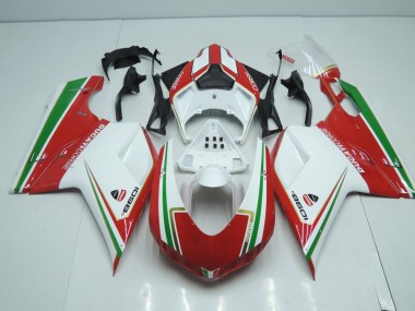 Purchase 2007-2014 White and Red with Green Stripe Ducati 848 1098 1198 Motorcylce Fairings UK