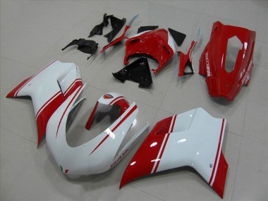 Purchase 2007-2014 White and Red Racing Version Ducati 848 1098 1198 Motorbike Fairing UK