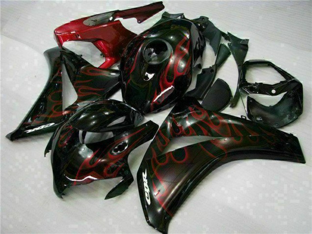 Purchase 2008-2011 Glossy Black Red Flame Honda CBR1000RR Motorcycle Fairing Kits UK