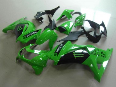 Purchase 2008-2012 Green Glossy Black Monster Kawasaki ZX250R Motorcycle Fairings UK