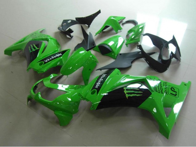 Purchase 2008-2012 Green Glossy Black Monster Kawasaki ZX250R Motorcycle Fairings UK