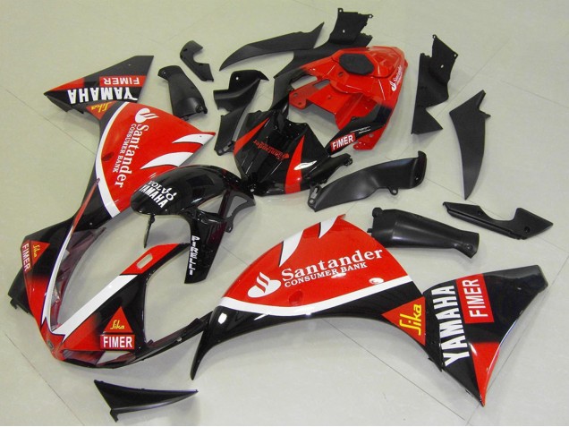 Purchase 2009-2011 Red Black White Santander Fimer Yamaha YZF R1 Motorcycle Fairings UK
