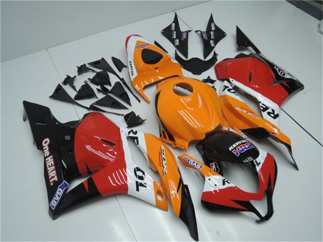 Purchase 2009-2012 Orange White Red Glossy Black Repsol Honda CBR600RR Full Motorcycle Fairing Kits UK