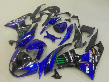 Purchase 2009-2012 Blue Glossy Black Green Elf Monster Bridgestone Kawasaki ZX6R Motorcycle Fairings UK
