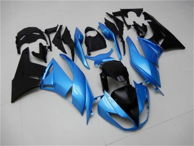 Purchase 2009-2012 Light Blue Glossy Black Kawasaki ZX6R Motorcycle Fairings UK