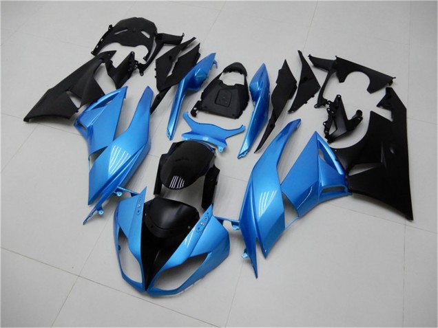 Purchase 2009-2012 Light Blue Glossy Black Kawasaki ZX6R Motorcycle Fairings UK