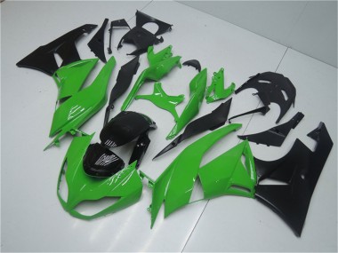 Purchase 2009-2012 Green Glossy Black Kawasaki ZX6R Motorcycle Fairing Kits UK