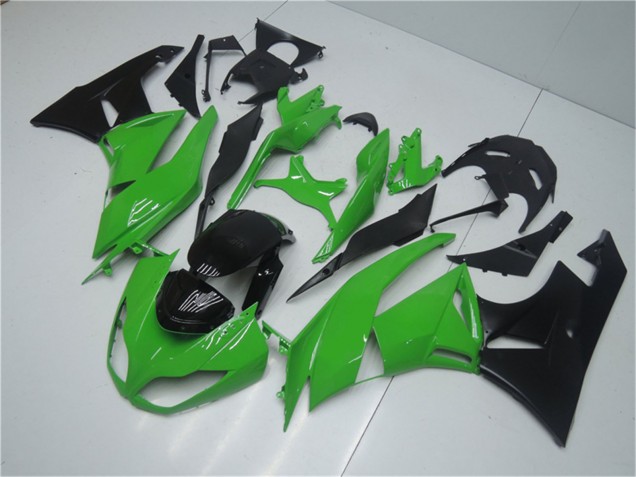 Purchase 2009-2012 Green Glossy Black Kawasaki ZX6R Motorcycle Fairing Kits UK