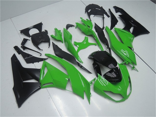 Purchase 2009-2012 Green Glossy Black Kawasaki ZX6R Motorcycle Fairing Kits UK