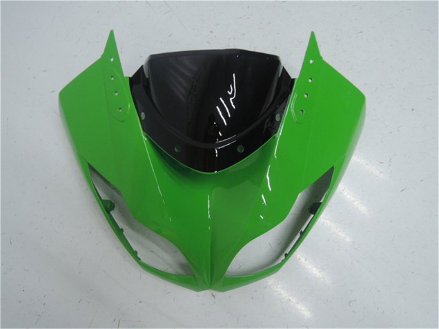 Purchase 2009-2012 Green Glossy Black Kawasaki ZX6R Motorcycle Fairing Kits UK