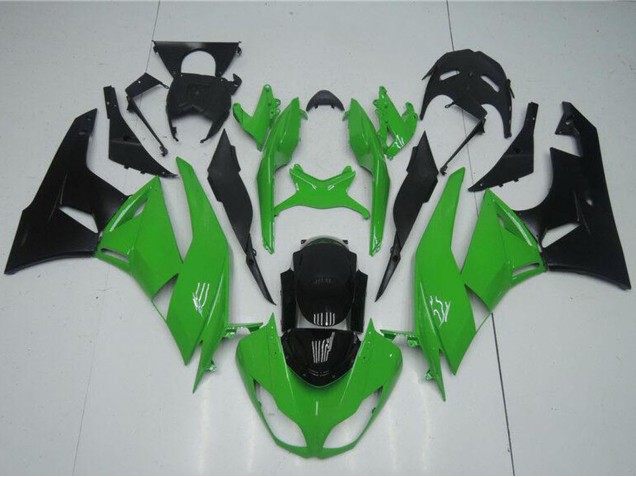 Purchase 2009-2012 Green Glossy Black Kawasaki ZX6R Motorcycle Fairing Kits UK