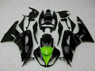 Purchase 2009-2012 Glossy Black Green Kawasaki ZX6R Motorcycle Fairings UK