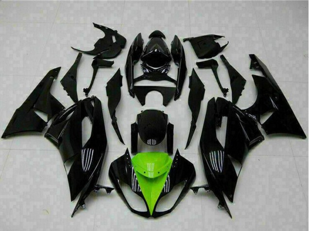 Purchase 2009-2012 Glossy Black Green Kawasaki ZX6R Motorcycle Fairings UK