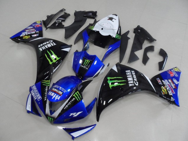 Purchase 2012-2014 Blue Black Monster Yamaha YZF R1 Motorcycle Fairing Kits UK Purchase 2012-2014 Blue Black Monster Yamaha YZF R1 Motorcycle Fairing Kits UK