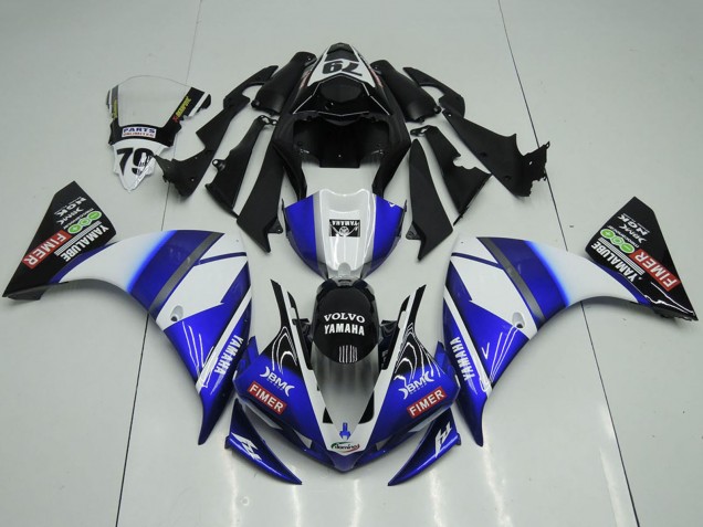Purchase 2012-2014 White Blue Glossy Black Volvo Fimer Yamalube Yamaha YZF R1 Motorcycle Fairings UK