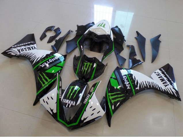 Purchase 2012-2014 White Black Green Monster Yamaha YZF R1 Motorcycle Fairing UK