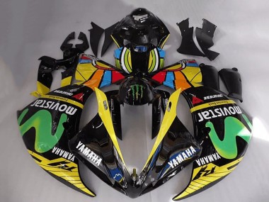 Purchase 2012-2014 Glossy Black Yellow Green White Blue MoviStar Monster Yamaha YZF R1 Motorcycle Fairings UK