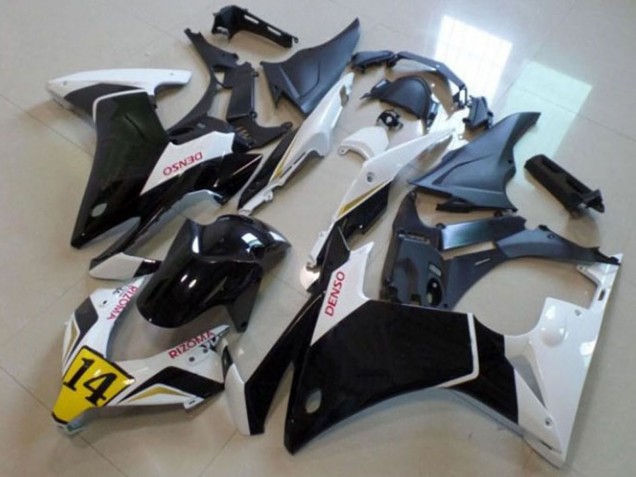 Purchase 2013-2015 White Yellow Glossy Black DENSO Honda CBR500R Motorcycle Fairings UK
