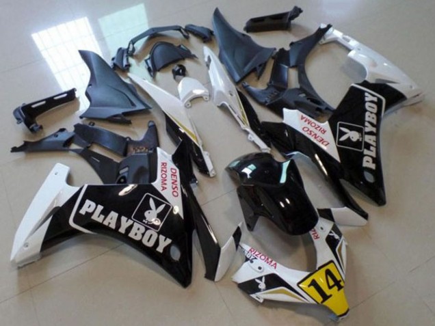 Purchase 2013-2015 White Yellow Glossy Black Playboy 14 Honda CBR500R Motorcycle Fairings UK