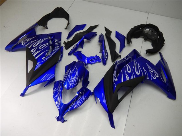 Purchase 2013-2024 Blue Black White Flame Kawasaki Ninja 300 EX300R Motorcycle Fairings UK