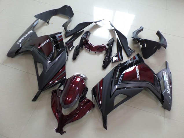 Purchase 2013-2018 Maroon Red Matte Grey Kawasaki ZX300R Motorcycle Fairings UK