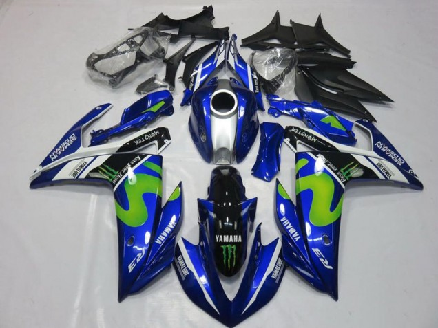 Purchase 2015-2018 Blue White Black Green MoviStar Monster Yamaha YZF R3 Motorcycle Fairings UK