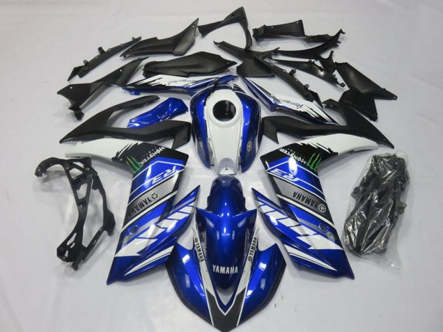 Purchase 2015-2018 Blue White Black Green Monster Yamaha YZF R3 Motorcycle Fairings UK